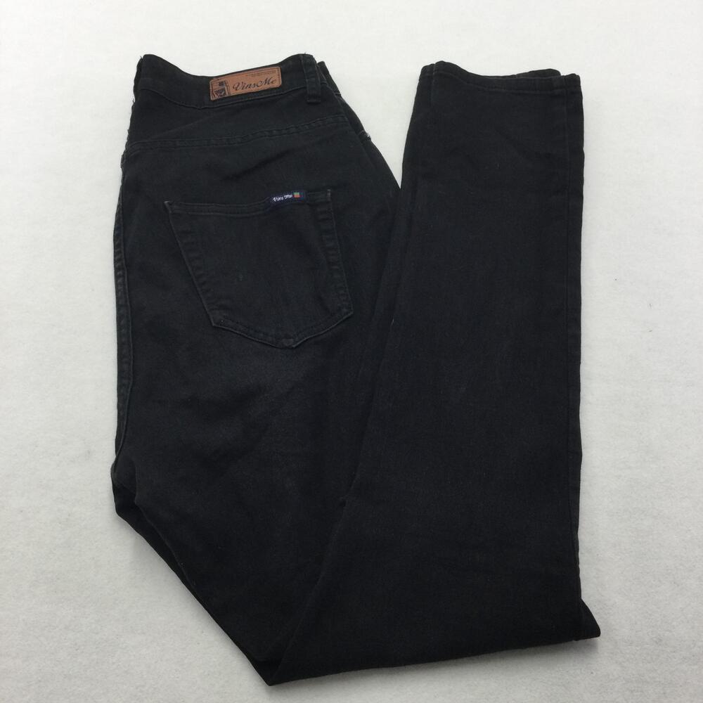 Vins Me Skinny Jeans Juniors 11 Black Dark Wash High Rise Distressed Stretch